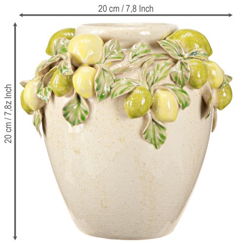 Artikel Keramikvas Citrondekoration Medelhavsgrön Gul H19cm