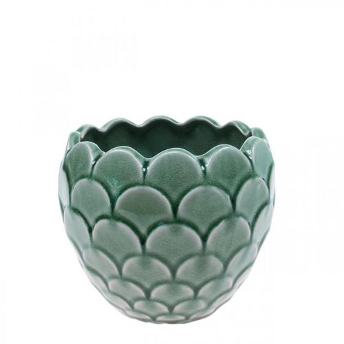 Floristik24 Keramik Blomkruka Vintage Grön Crackle Glaze Ø13cm H11cm