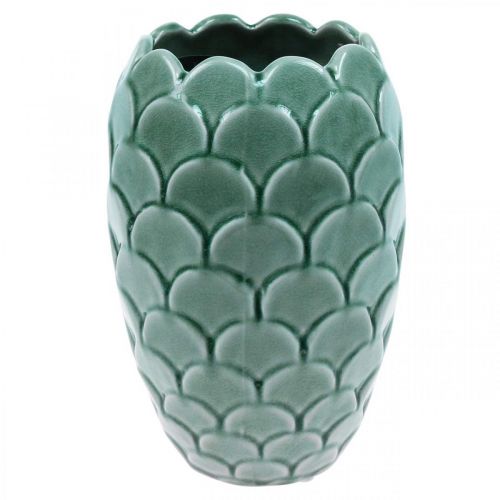 Keramik Blomvas Vintage Grön Crackle Glaze Ø15cm H22cm