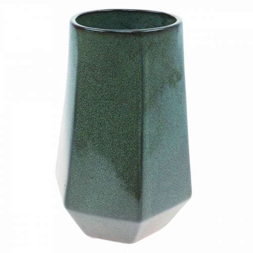 Keramikvas Blomvas Grön Hexagonal Ø14,5cm H21,5cm