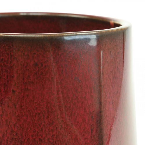 Keramikvas Blomvas Röd Hexagonal Ø14,5cm H21,5cm