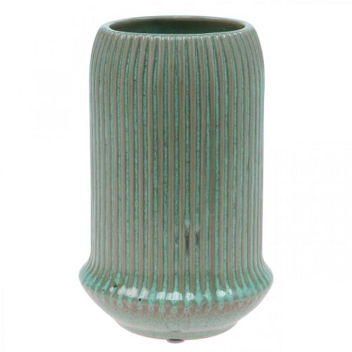 Artikel Keramikvas med spår Keramikvas ljusgrön Ø13cm H20cm