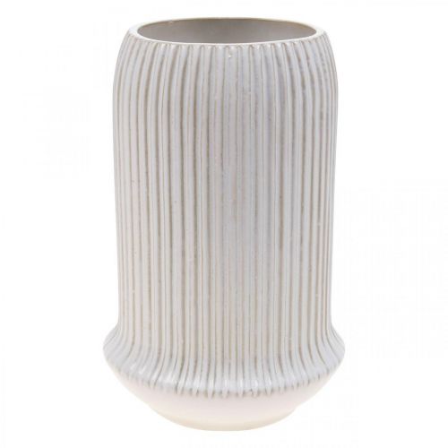 Floristik24 Keramikvas med spår Vit keramikvas Ø13cm H20cm
