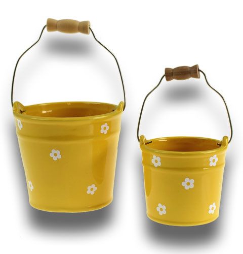 Floristik24 Keramisk hink stor gul