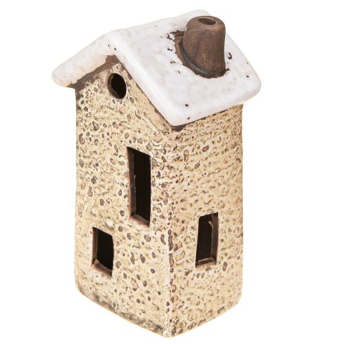 Artikel Keramikhus adventsdekoration kräm röd grå 8,5/9,5 cm 3 stycken