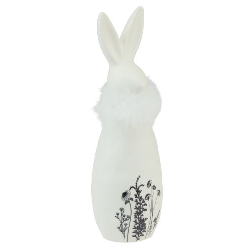 Artikel Keramisk kanin vita kaniner dekorativa fjädrar blommor Ø6cm H20.5cm