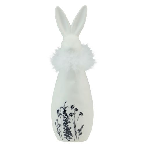 Artikel Keramisk kanin vita kaniner dekorativa fjädrar blommor Ø6cm H20.5cm