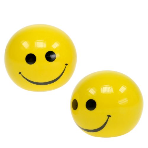 Floristik24 Keramikkula med emoticon gul Ø5cm H4,5cm 6st