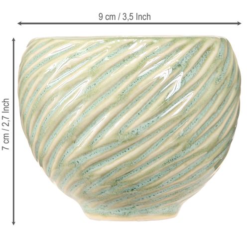 Artikel Keramiska skålar i grön spiraldesign Ø9cm H7cm 4st