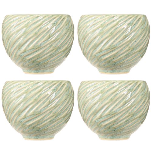 Artikel Keramiska skålar i grön spiraldesign Ø9cm H7cm 4st