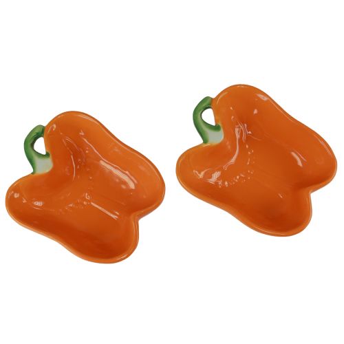 Artikel Keramikskålar apelsin paprika dekoration 16x13x4,5cm 2st