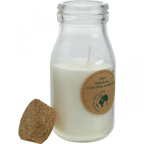 Ljus i glas sojavaxlykta Sojaljus vit H12cm
