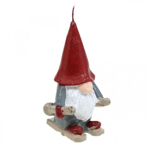 Floristik24 Motivljus jultomte, adventsdekoration, tomte med skidor, dekorationsljus H12cm