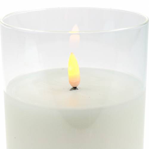 Floristik24 Deco lykta LED-ljus i ett glas äkta vax Ø10cm H15cm