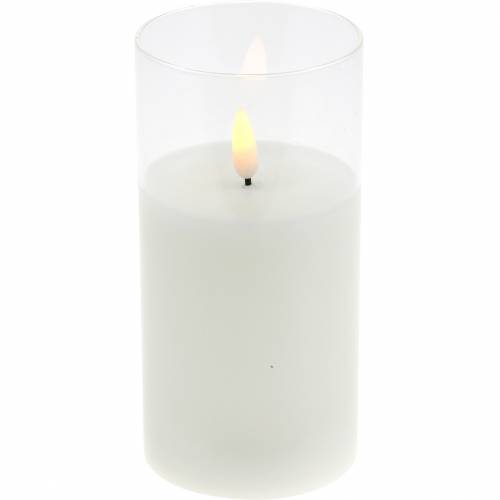 Floristik24 LED ljus i glas äkta vax vit Ø7,5cm H10cm