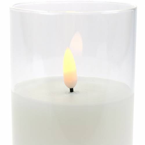 Floristik24 LED ljus i glas äkta vax vit Ø7,5cm H10cm