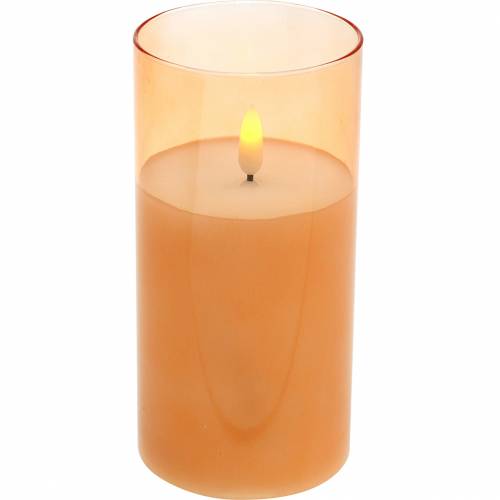 Floristik24 LED-ljus i ett glas äkta vaxorange Ø7,5cm H10cm