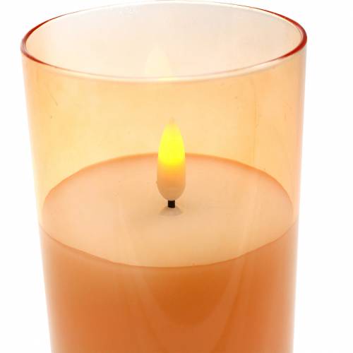 Floristik24 LED-ljus i ett glas äkta vaxorange Ø7,5cm H10cm
