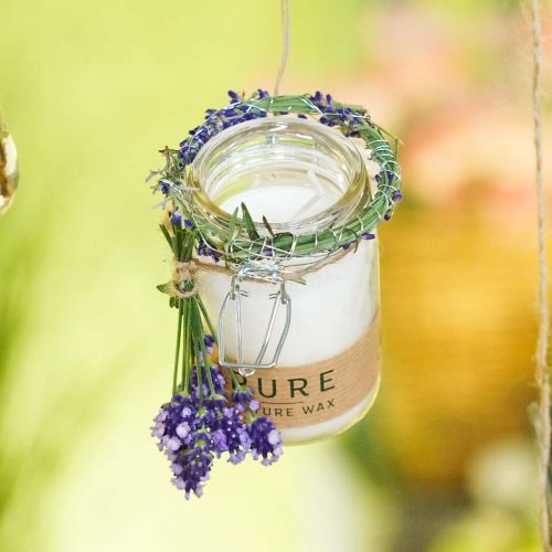 Floristik24 Ljus i glas dekoration med lock Pure Nature vaxljus bivax olivolja