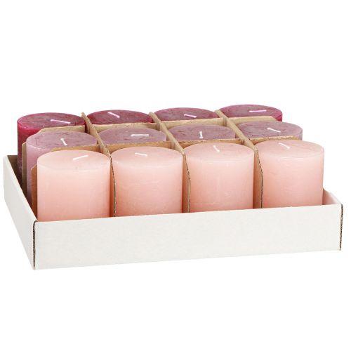 Artikel Ljus Rosa Bärstolpe Ljus 3 Färger 60x80mm 12 st
