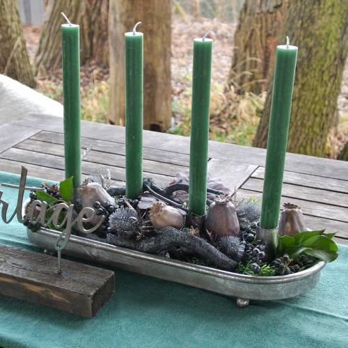 Floristik24 Ljusbricka oval för 4 ljus antik silvermetall 40 × 17cm