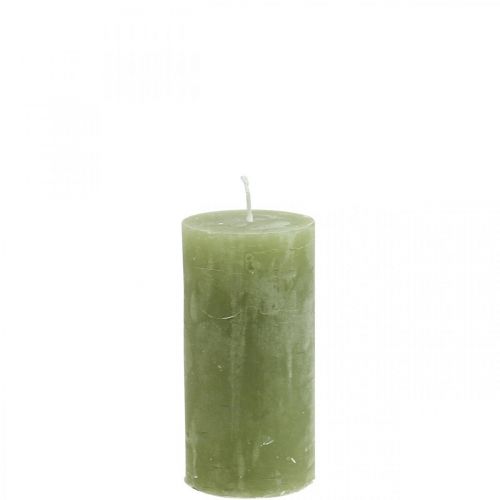 Enfärgade ljus olivgröna pelarljus 50×100mm 4 st