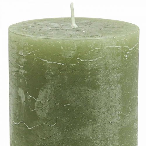 Artikel Enfärgade ljus olivgröna pelarljus 85×120mm 2st
