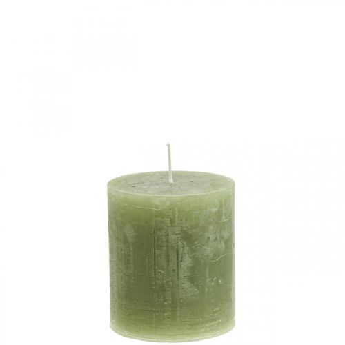 Enfärgade ljus olivgröna pelarljus 70×80mm 4 st