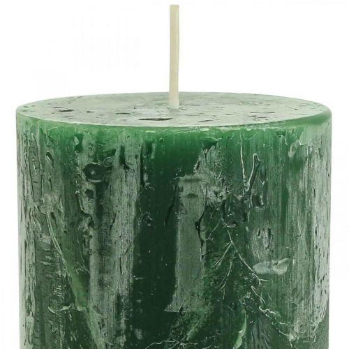 Floristik24 Enfärgade ljus mörkgröna pelarljus 70×140mm 4 st
