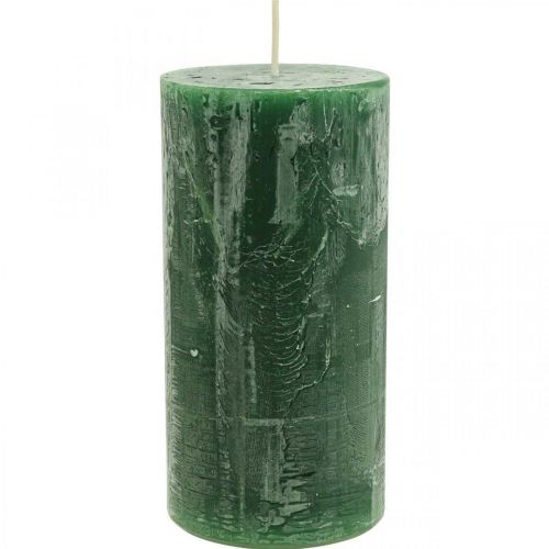 Floristik24 Enfärgade ljus mörkgröna pelarljus 70×140mm 4 st