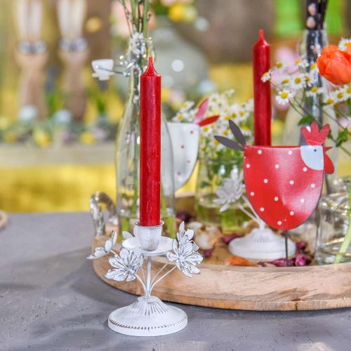 Floristik24 Ljusdekoration, vår, ljusstake med blommor, metalldekoration till bröllopet