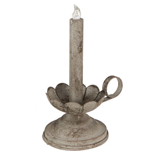 Floristik24 Ljusstake antik med LED ljus metall varmljus H22cm
