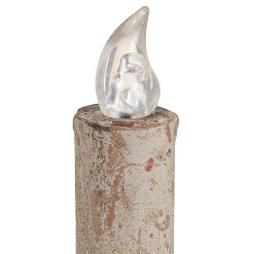 Floristik24 Ljusstake antik med LED ljus metall varmljus H22cm