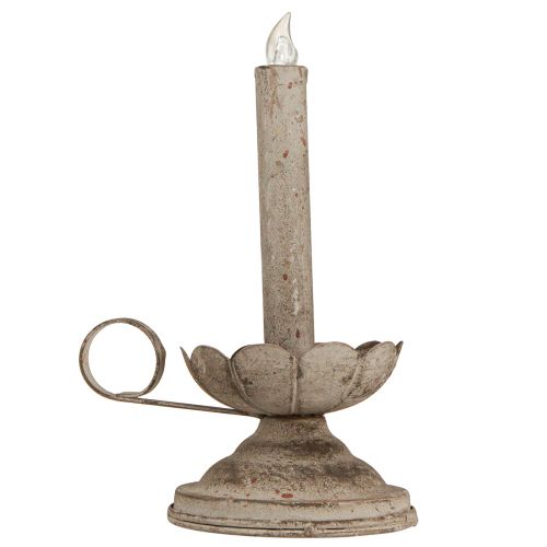 Floristik24 Ljusstake antik med LED ljus metall varmljus H22cm