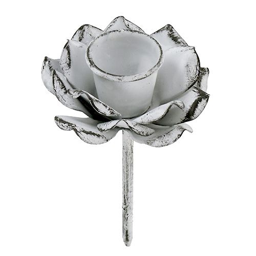 Ljusstake blomformad vit shabby Ø5,8 cm H6,8 cm 4 st