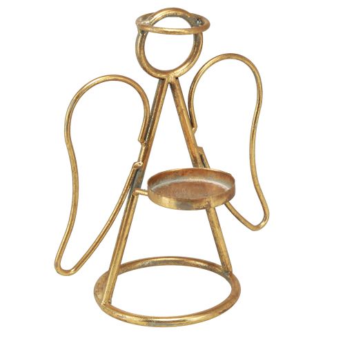 Ljusstake änglar värmeljus och pelarljus guld H26cm