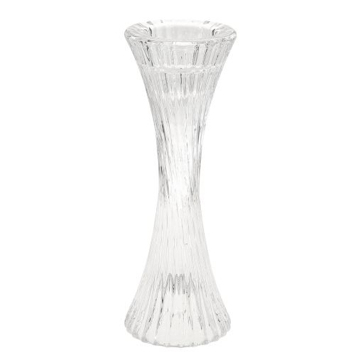 Ljusstake glas klar stickljusstake spår H20cm 2 st