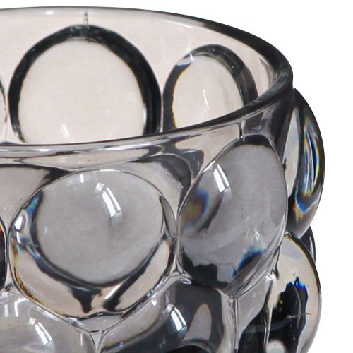 Artikel Ljushållare glas värmeljushållare grå Ø7cm H7cm 6 st