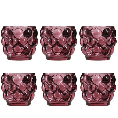 Artikel Ljushållare värmeljushållare i glas i Berry Ø7cm H7cm 6 st