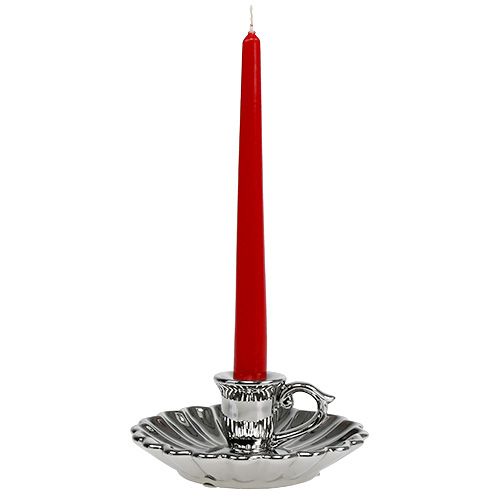 Floristik24 Ljusstake Keramik Silver Ø16cm