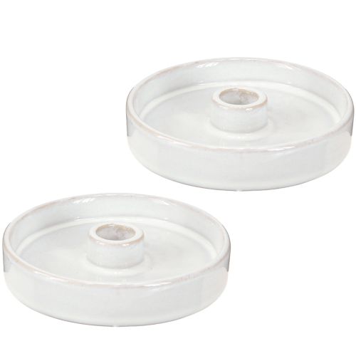 Artikel Ljusstake Keramik Vit – Modern Ljusstake för Taper Ljusstakar Ø13cm 2 st