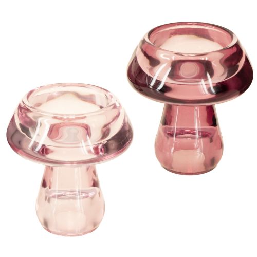 Ljusstake svamp värmeljusstake glas bär Ø6,5cm H7cm 2st