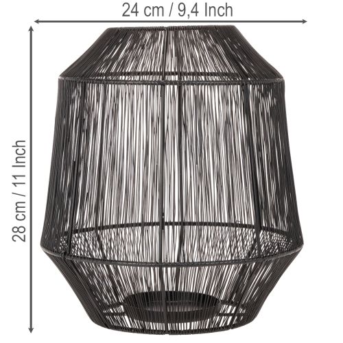 Svart ljusstake, dekorativ lykta, trådkorg, Ø24cm, H28cm | Floristik24.se