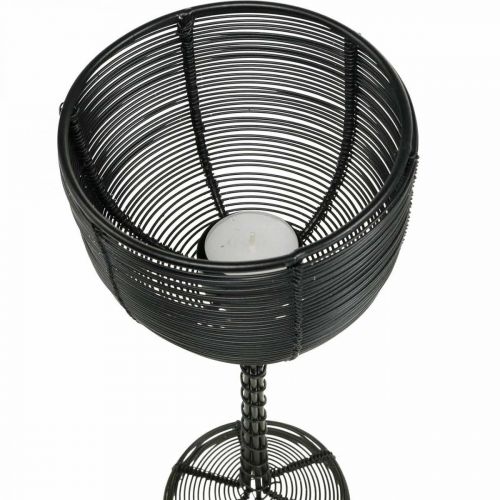 Artikel Värmeljushållare svart metall dekorativt vinglas Ø10cm H26,5cm