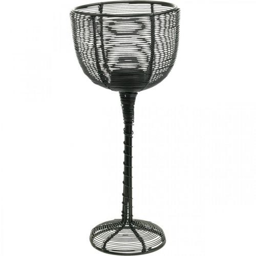 Floristik24 Värmeljushållare svart metall dekorativt vinglas Ø10cm H26,5cm