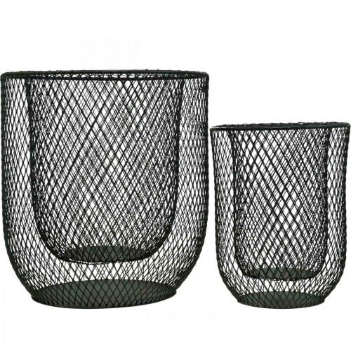 Artikel Ljusstake svart metalltrådskorg Ø23cm/16cm set om 2