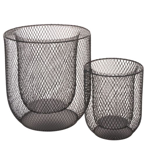 Svart metalltrådsljushållare, Ø28,5/18 cm, set om 2