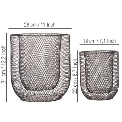 Svart metalltrådsljushållare, Ø28,5/18 cm, set om 2 | Floristik24.se