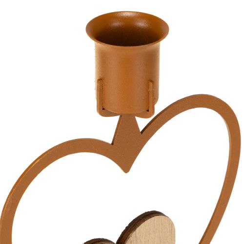 Artikel Ljusstake ljus stjärnhjärta gran brun H16,5cm assorterad 3st