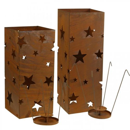 Artikel Ljusstake julpatina dekoration H40/50cm set om 2